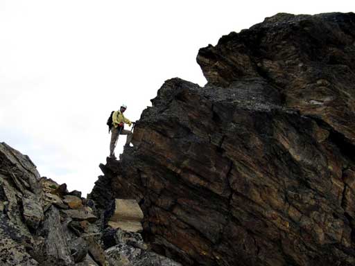 The first step of the summit block. Photo by Eric C