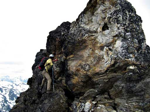 The second step of the summit block. Photo by Eric C