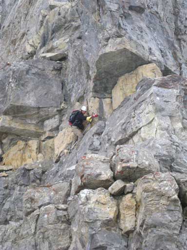 Me finding my way up the first crux. Photo by Grant