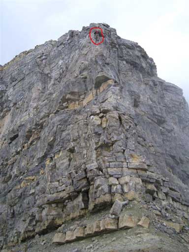 The most exposed move on first crux. Photo by Grant
