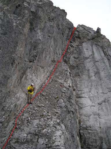 Me traversing the sloping ramp