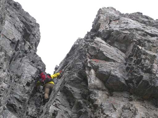 Me climbing the crux move on this chimney
