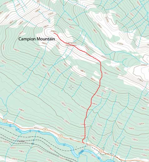 Campion Mountain ascent route