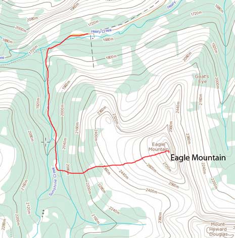 Eagle Mountain ski/snowshoe ascent route