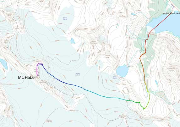 Mt. Habel standard ski/snowshoe ascent route