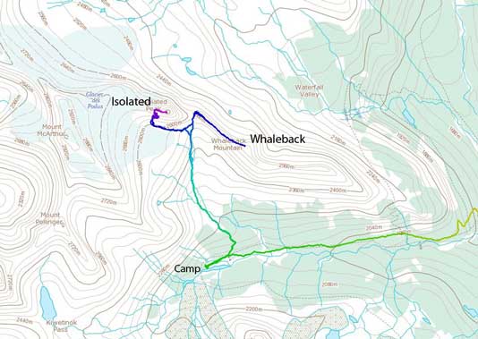 Isolated Peak and Whaleback Mountain standard scramble route from Little Yoho