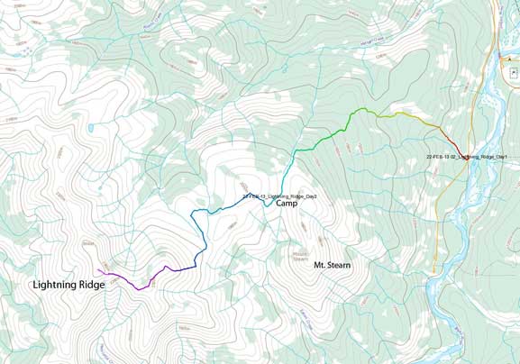 Lightning Ridge ascent route