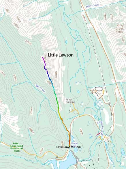 Little Lawson snowshoeing ascent route