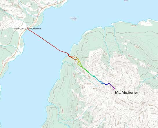 Mt. Michener winter scramble route