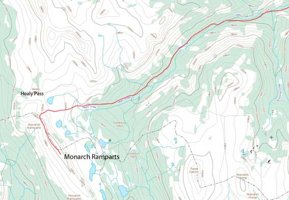 Monarch Ramparts ski ascent route