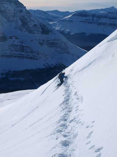 Crossing back the sketchy crux slope