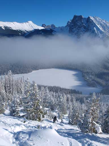 Walking down some fun powder
