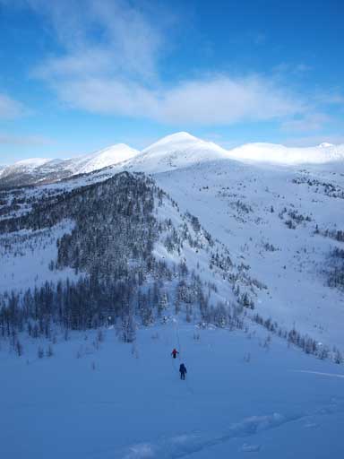This bit is the only steep part that causes some avalanche concern. We did it one at a time.