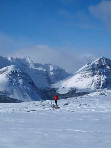 Mike approaching the summit of Monarch Ramparts