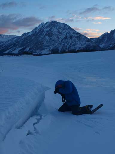 Ben photographing an ice feature