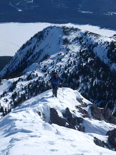 Ben walking up the last few meters. It's a bit exposed