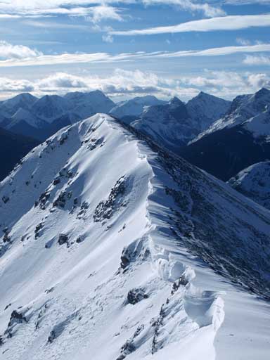 The corniced summit ridge