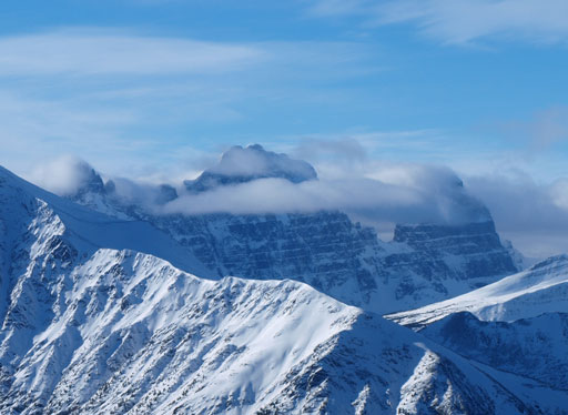 Zooming in towards Mount Geikie