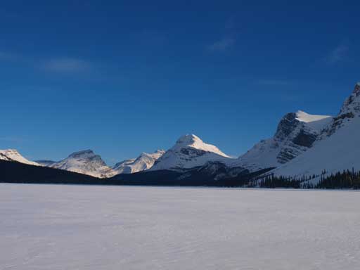 The Bow Lake crossing, looking towards Bow Peak