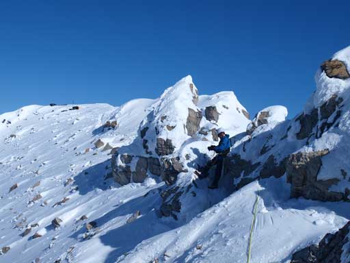 Traversing towards the belay station. Ben needed to coil the rope so we can come closer and discuss about the belay station.