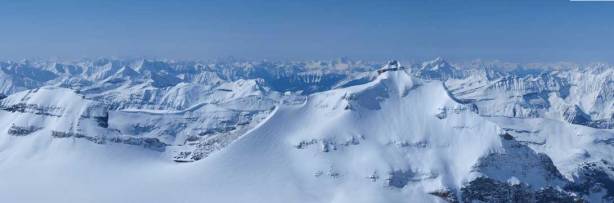 Looking over Ayesha Peak. You can see Mt. Sir Donald in the far background