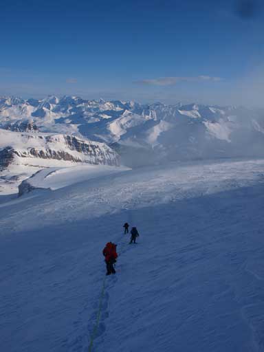 Higher up the glacier.