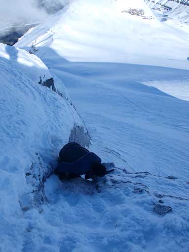 Grant (Granticulus) carefully climbing up the crux.