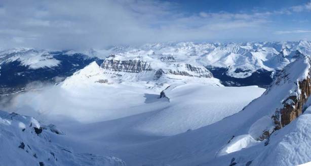 A panorama of the Hector Glacier, the way up.