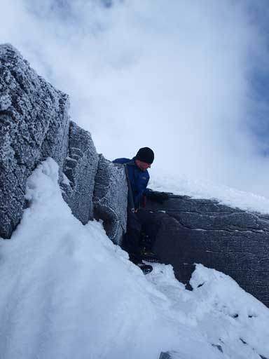 Grant just finished the crux, on the way down