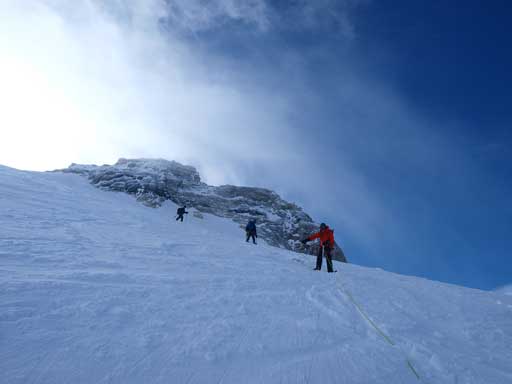 Time to rope up again, and walk down the glacier.