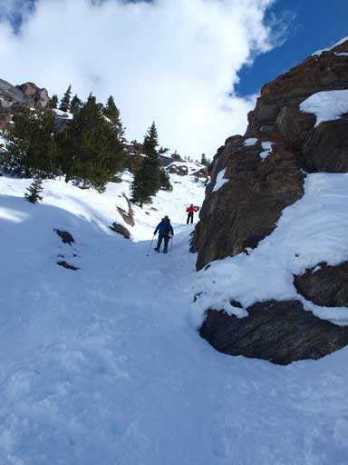 Ben and Mike decided to keep their snowshoes on. I felt it being painful to my foot. This is only 1 part of the gully. It's much longer