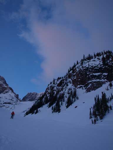 Mike on left, with the headwall just above him