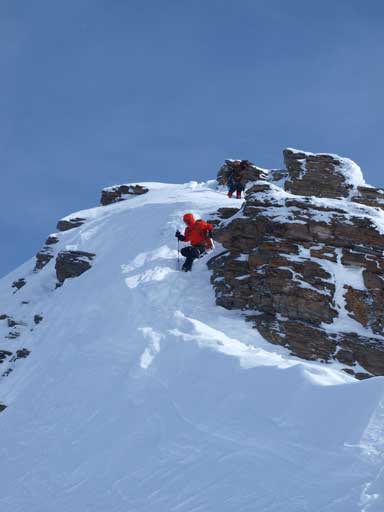 Mike coming down an interesting step. It's not as hard as it looks.