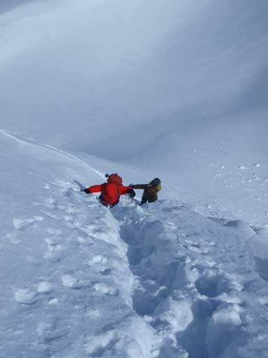Mike and Wil going up back to false summit