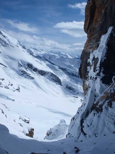 Looking down the south side of the col