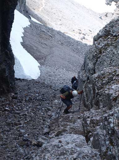 The start of this gully. Note the two guys behind us