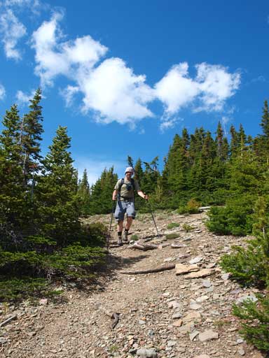 Eric hiking down Avion Ridge