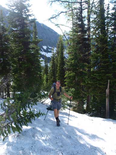 Eric enjoys the snow walk. Glad we didn't need to post-hole.
