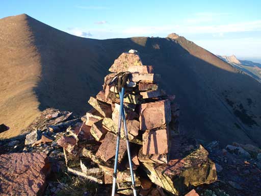 The summit cairn is quite sizable.