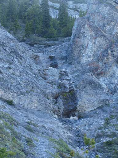 I scrambled up just to the left of water path. This is the 1st crux.