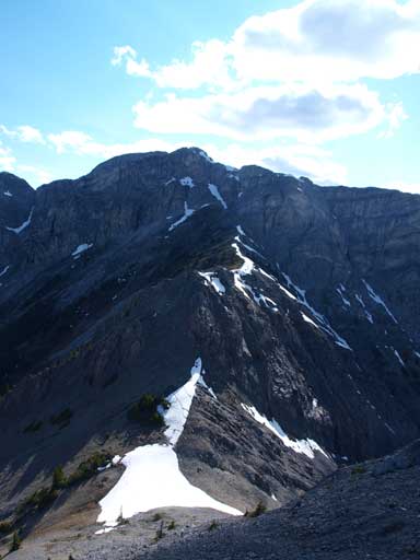The West summit seen from the East peak.