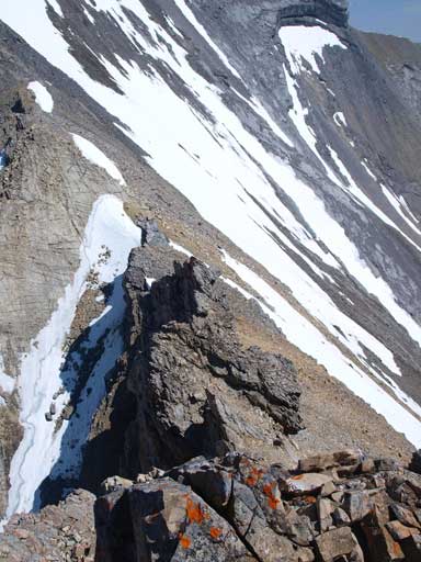 The crux down-climb. It's avoidable if you're taking my descent route.