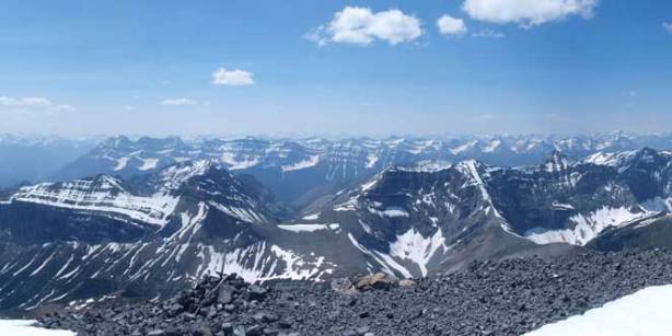 Cascade Mountain (a long ridge) pokes behind Palliser Range