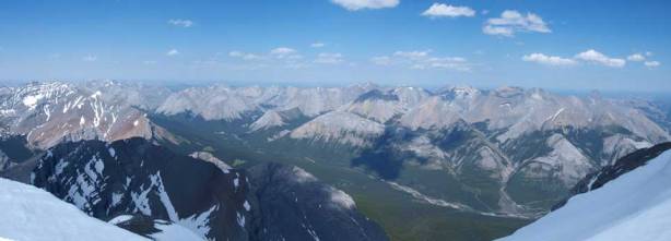 This valley is Ghost River Valley. Most of these peaks are unnamed.