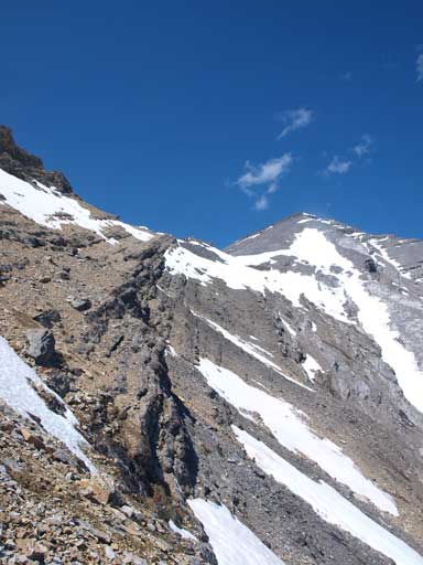 Looking back to Mount Aylmer. Note I took a different route on the way down. This bypasses the crux