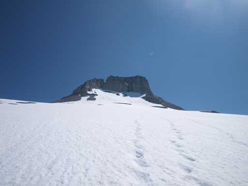 The summit block ahead. Route goes up from climber's right.