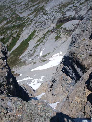 Occasionally the route parallels the left edge. In winter you have to watch for cornices.