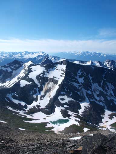 Another beautiful tarn. One of the lower summits in foreground is Swift Mountain. 