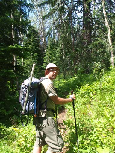 Back into the trees. It was a hot day and our progress was slow.