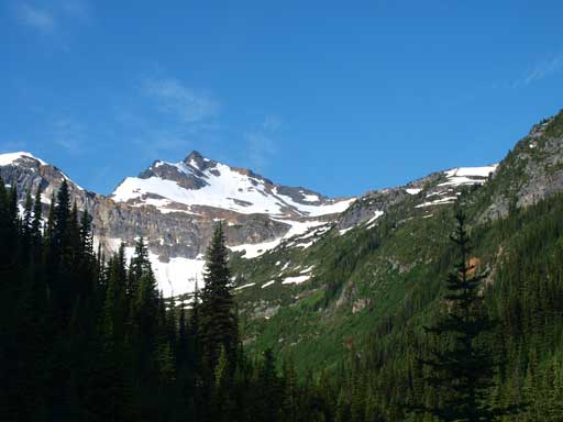 This is our objective. We followed the LHS Ridge. The easiest route goes up the RHS ridge.